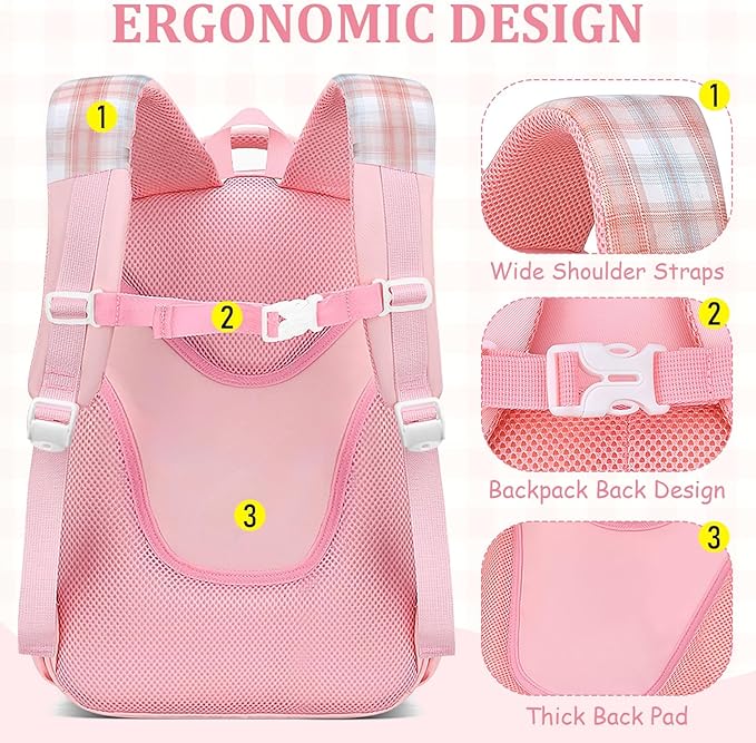 Kids Backpacks for Girls - Cute Girls Backpack for Elementary, Middle and High School Students - 18" Large Capacity School Bookbag with Multiple Pockets