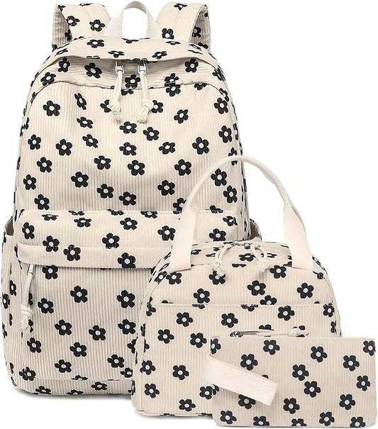 Bluboon School Backpack Set Girls Womens Laptop Bookbag Casual Daypack Fits 15 inch Laptop with Lunch Tote Bag and Pencil Bag