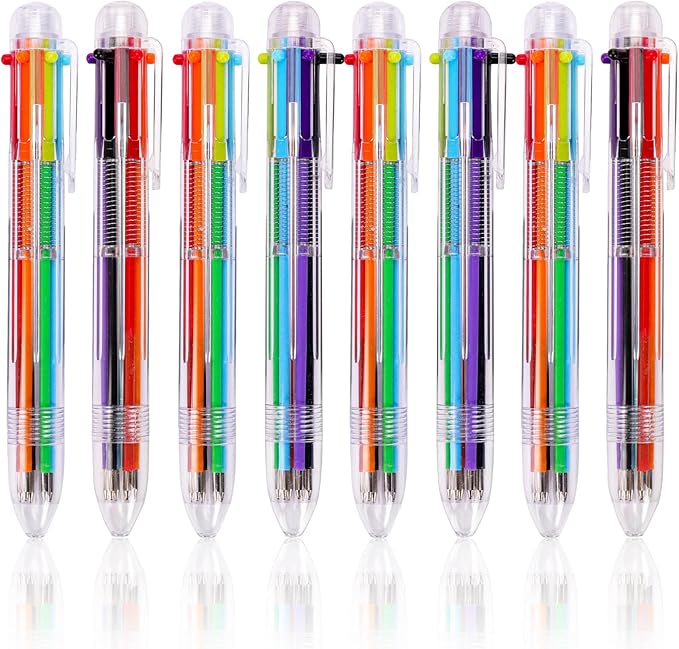 JPSOR 28 Pack Multicolor Pen, 0.5mm 6-in-1 Multicolor Ballpoint Pens, 6 Colors Retractable Ballpoint Pens for Office School Supplies Students Gift