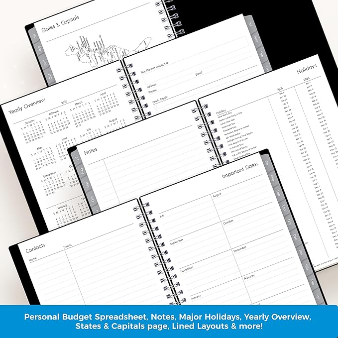 Blue Sky 2025-2026 Weekly and Monthly Academic Year Planner Calendar, July 2025 - June 2026, 5" x 8", Flexible Cover, Wirebound, Laminated Tabs, Enterprise (Enterprise 2025-2026, 5" x 8")