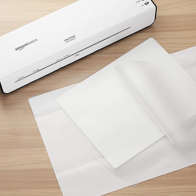 Amazon Basics Clear Thermal Laminating Plastic Paper Laminator Sheets, 2.8 mil, 9.0 x 11.5-Inch, 100-Pack