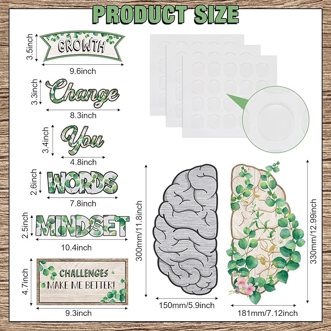 Tenare Mindset Posters Bulletin Board Set Motivational Change Your Mindset Posters Positive Sayings Inspirational Classroom Decoration for Teacher Students School(Vintage)