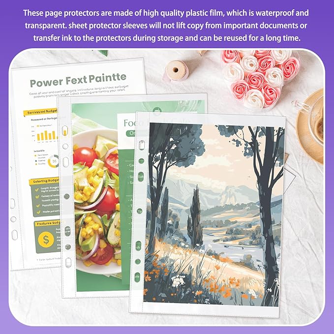 200 Pack 5.5x8.5 Inch Sheet Protectors for 3 or 6 Ring A5 Binder, Half Letter Size 7 Holes Mini Heavy-Duty Sheet Protector Sleeves Crystal Clear Playbill Binder Pockets
