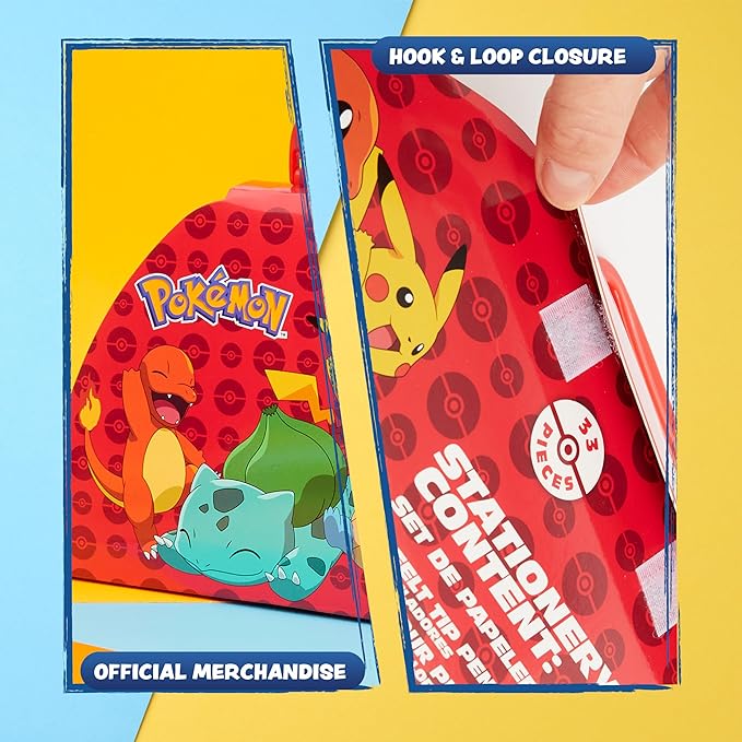 Pokemon Art Set for Boys Girls Drawing Painting Kit Markers Crayons Colored Pencils School Supplies Anime Gifts for Kids (Red)
