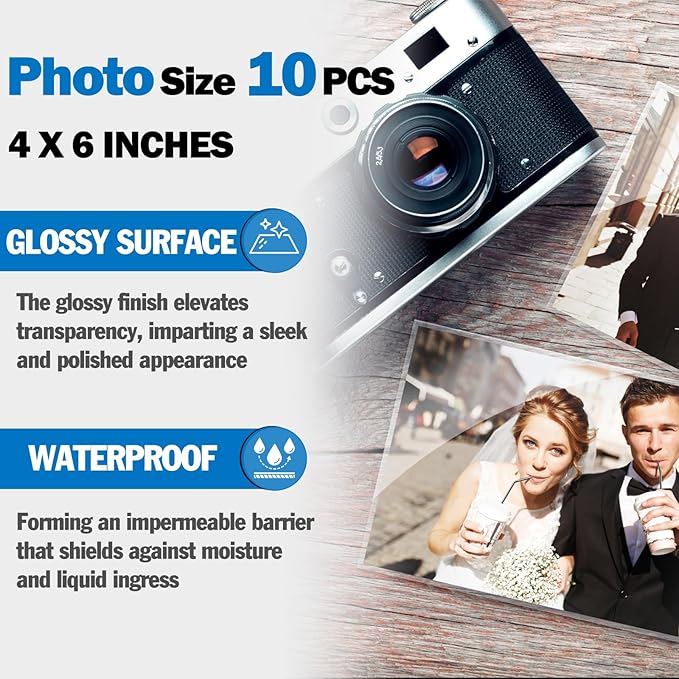 Everest Self Seal Laminating Pouches, Self Sealing for Photo Cards 4x6 Inch Size, Waterproof After Laminating, 10 Mil Thick, Gloss Finish, No Machine Neede (10, 4x6)