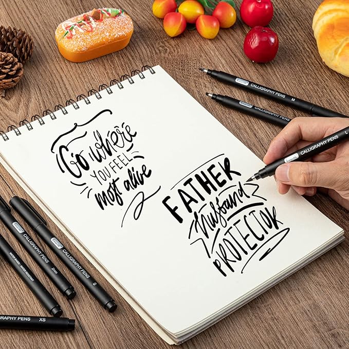 Calligraphy Pens,8 Size Calligraphy Pens for Writing,Brush Pens Calligraphy Set for Beginners, Hand Lettering Pens