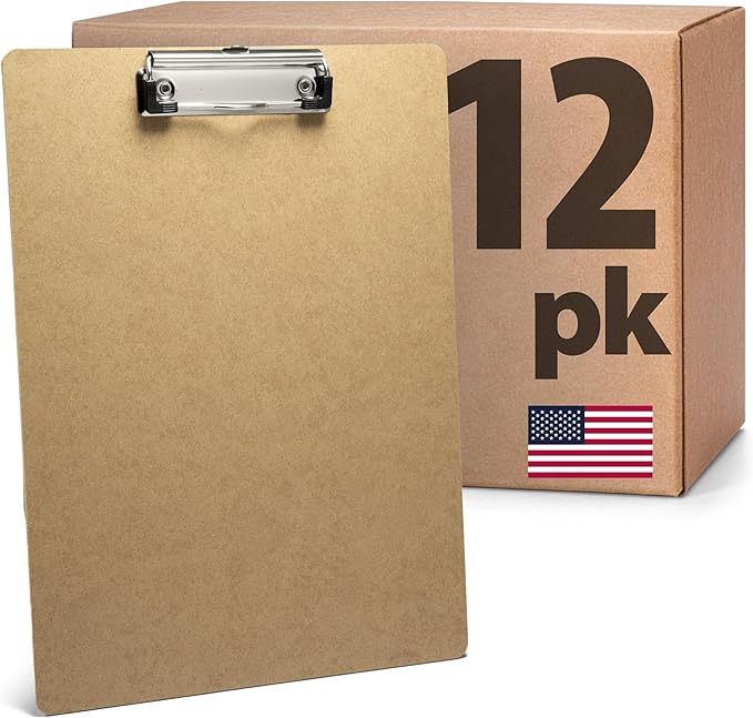 Officemate Recycled Wood Clipboards, Low Profile Clip, 12 Pack Clipboards, Letter Size (9 x 12.5 Inches), Brown (83812)