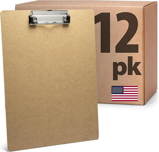 Officemate Recycled Wood Clipboards, Low Profile Clip, 12 Pack Clipboards, Letter Size (9 x 12.5 Inches), Brown (83812)