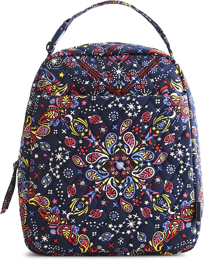 Premium Cotton Large Lunch Bag, Starry Paisley, One Size