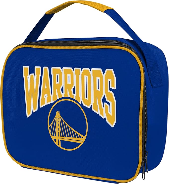 FOCO NBA Unisex-Adult Officially Licensed Wordmark Team Color Big Logo Basketball Zip Closure 7L Lunch Bag - Golden State Warriors