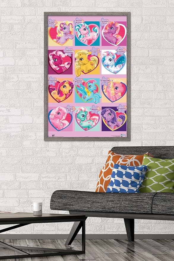 Trends International Hasbro My Little Pony - Chart Wall Poster, 22.375" x 34", Barnwood Framed Version