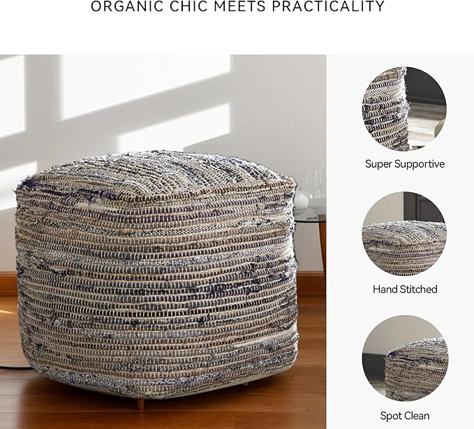 Signature Design by Ashley Absalom Hemp Pouf, 16 x 16 Inches, Multicolored