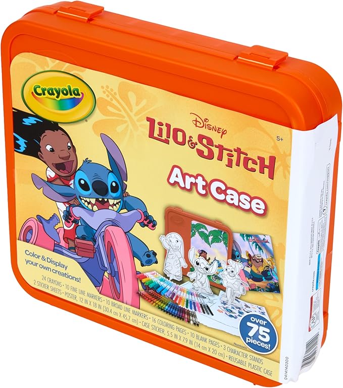 Crayola Lilo & Stitch Coloring Art Case (75+ Pcs), Markers, Crayons, Coloring Pages, Stickers & Poster, Art Kit for Kids, Lilo & Stitch Gift for Girls & Boys, 5+
