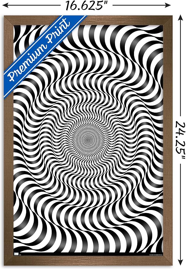Trends International Zebra Stripe Optical Illusion Wall Poster, 14.725" x 22.375", Bronze Framed Version