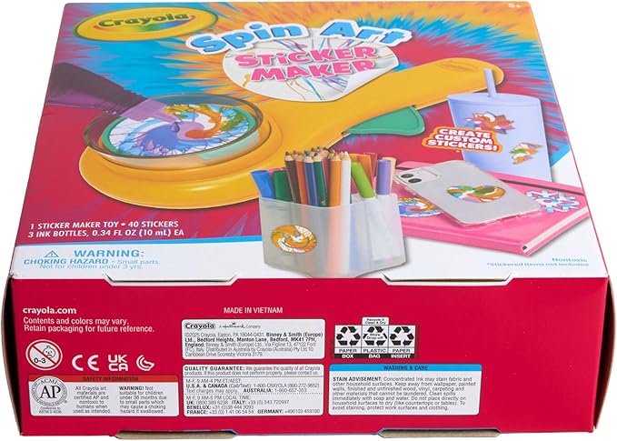 Crayola Spin Art Sticker Maker Machine, Create 40 Custom Stickers, Spiral Art Set for Kids, Arts & Crafts Kit, Toys & Gifts, Ages 5+