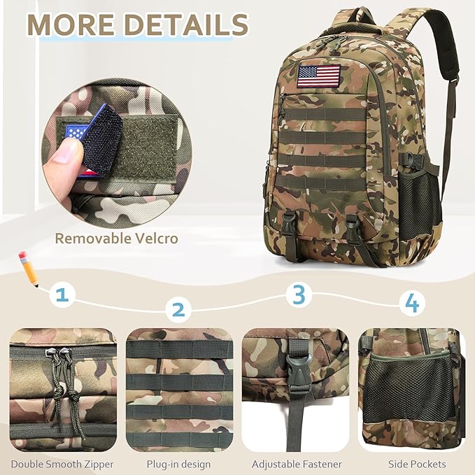 Camo Backpack for Boys backpack for 19'' Students Bookbag for Boy Bookbag and Lunch Box Pencil Case 3 in 1 Set School Bags Children Kids Teens Elementary Middle High School Outdoor Camping