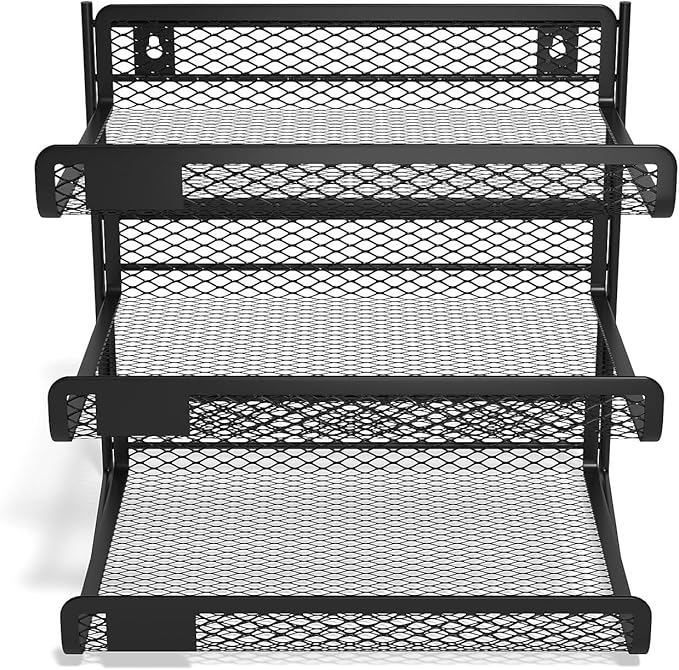 TRU RED Wire Mesh File Organizer, 3‑Compartment – Vertical Desktop Sorter for Files, Folders & Mail