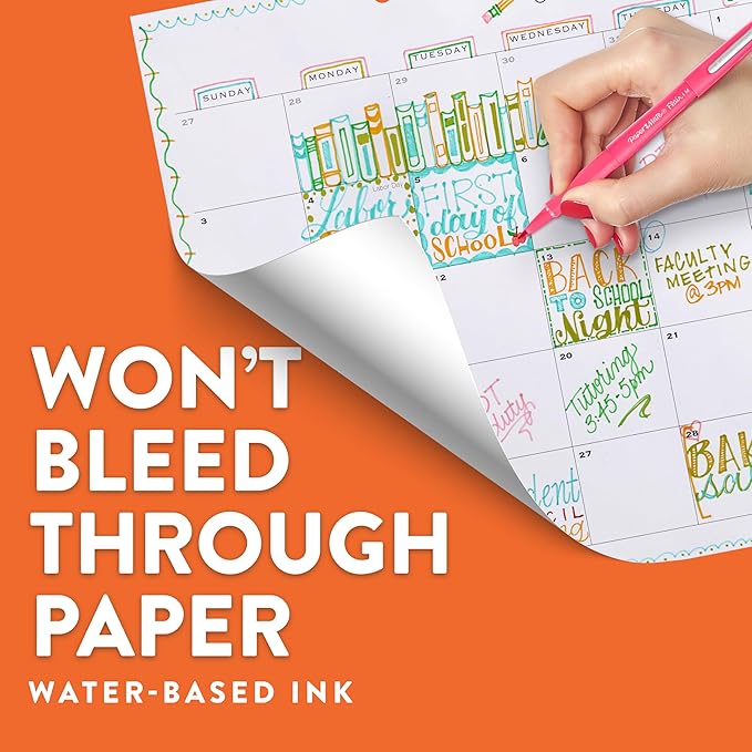 Paper Mate Flair Felt Tip Pens Medium Point | Smear Resistant | Water-Based Ink | Assorted Colors | 24 Count, Pack of 12