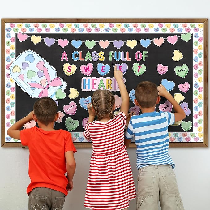 Aneco Valentine's Day Bulletin Board Decorations Valentine Classroom Decoration Paper Cutouts for Kindergarten Preschool Wall Door Decor