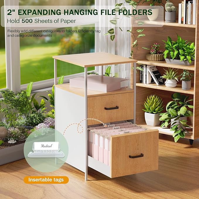 Hanging File Folders Letter Size, 2" Pink Hanging File Folder, Pink File Folders Hanging with 1/5 Cut Tabs, 12 Pack Plastic Hanging Folders Accordion Pockets for Office Filing & Organization