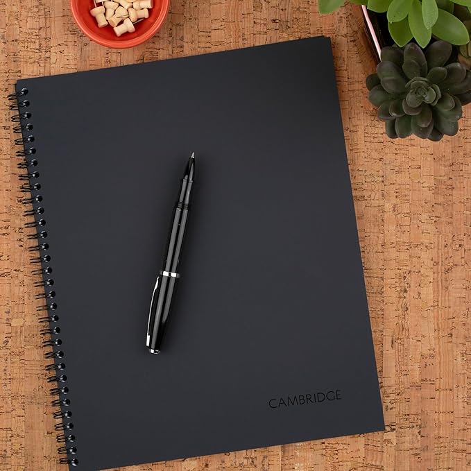 Cambridge Limited Business Notebook, Legal Ruled Paper, 6-3/4" x 9-1/2", 80 Sheets, Flexible Soft Touch Cover, Wirebound, Gray (06672)