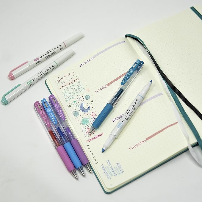 Zebra Pen Journaling Set, 14-Pack Assorted Colors, Includes 7 Mildliner Highlighters and 7 Sarasa Clip Gel Pens, Ideal for Bullet Journals, Planners, and Note-Taking (10014)