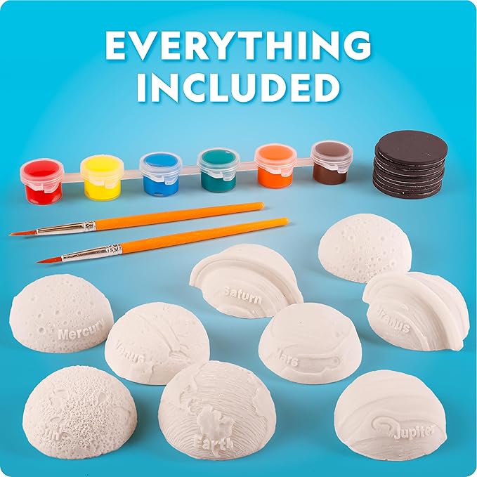 National Geographic Magnetic Solar System Painting Kit – 3D Magnet Making Kit, Paint 8 Planets & The Sun, Craft Kit with Paints, Brushes, Magnets & More, Kids Art Kit, DIY Magnets
