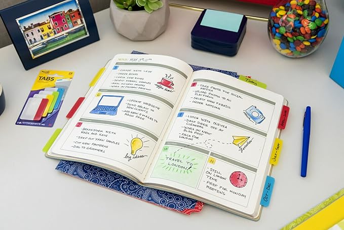 Post-it Tabs, 2 in, Solid, Assorted Colors, 6 Tabs/Color, 5 Colors, 30 Tabs/Pack (686-ROYGB) (Pack of 2)