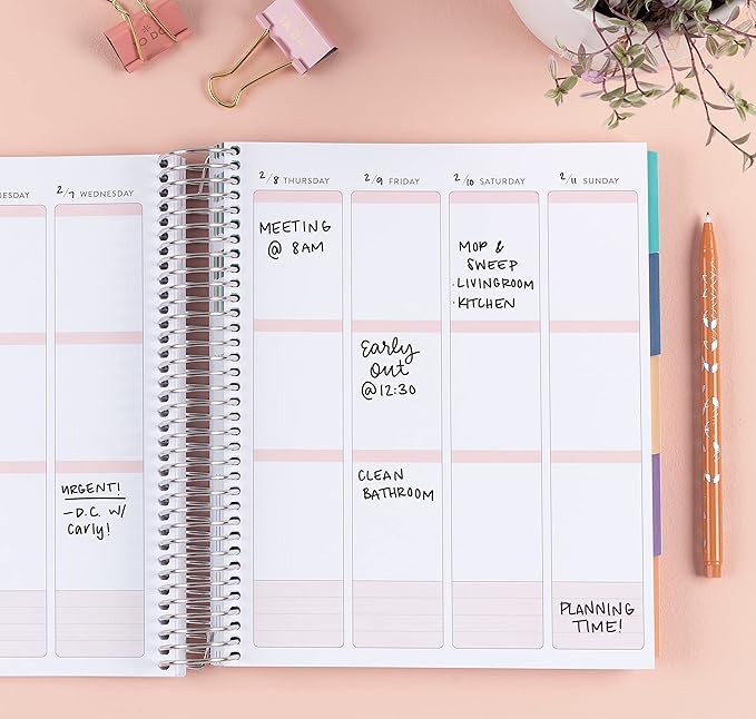 Erin Condren Platinum Coil Spiral Bound 12 Month Life Planner Wildflowers Classic Cover All-in-One Weekly Monthly Calendar & Journal w Lined Notes & Goal-Setting Pages. 80 Lb. Thick Mohawk Paper -