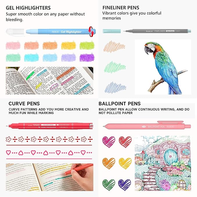 Shuttle Art Bible Highlighters and Pens No Bleed, 33 Pack Bible Journaling Kit, Bible Pens Gel Highlighters and Bible Tabs with a storage bag, Bible Markers No Bleed Through