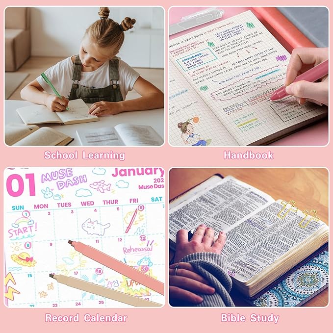 Bible Study Supplies for Women, Bible Journaling Kit with Highlighters & Pens, Bible Tabs for Women, Sticky Notes, Bookmarks & Cross Clips – Bible Annotation Kit for Scripture Study(30pcs)