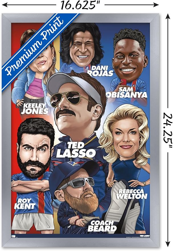 Ted Lasso - Character Grid Wall Poster, 22.4L" x 14.7W", Silver Framed Version