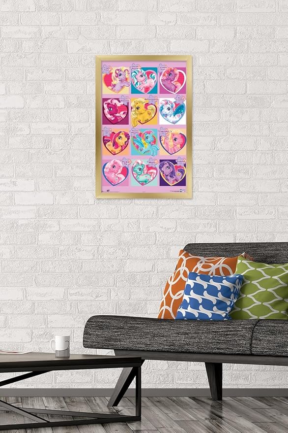 Trends International Hasbro My Little Pony - Chart Wall Poster, 14.725" x 22.375", Gold Framed Version