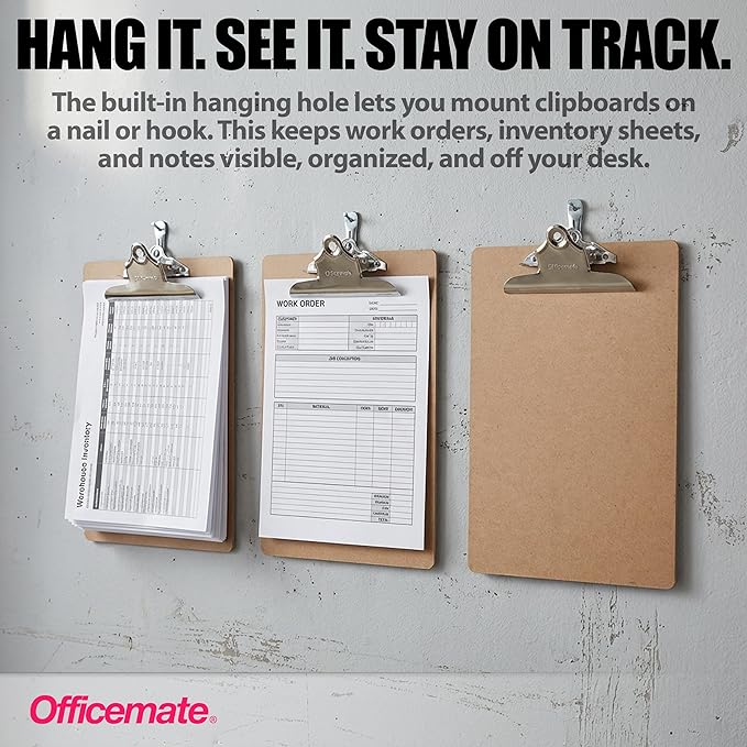 Officemate Recycled Wood Clipboards, 6 Inch Clip, 24 Pack Clipboards, Letter Size (9 x 12.5 Inches), Brown (83724)