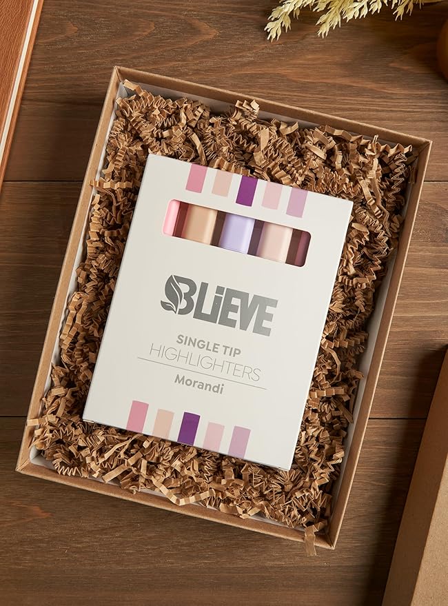 BLIEVE- Aesthetic Highlighters No Bleed Through Assorted Colors, Cute Highlighter For Journaling Office Supplies And Accessories, Bible Highlighters And Pens No Bleed Chisel Tip (MORANDI)