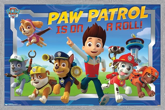 Nickelodeon Paw Patrol - Crew Wall Poster, 34L" x 22.4W", Gray Framed Version