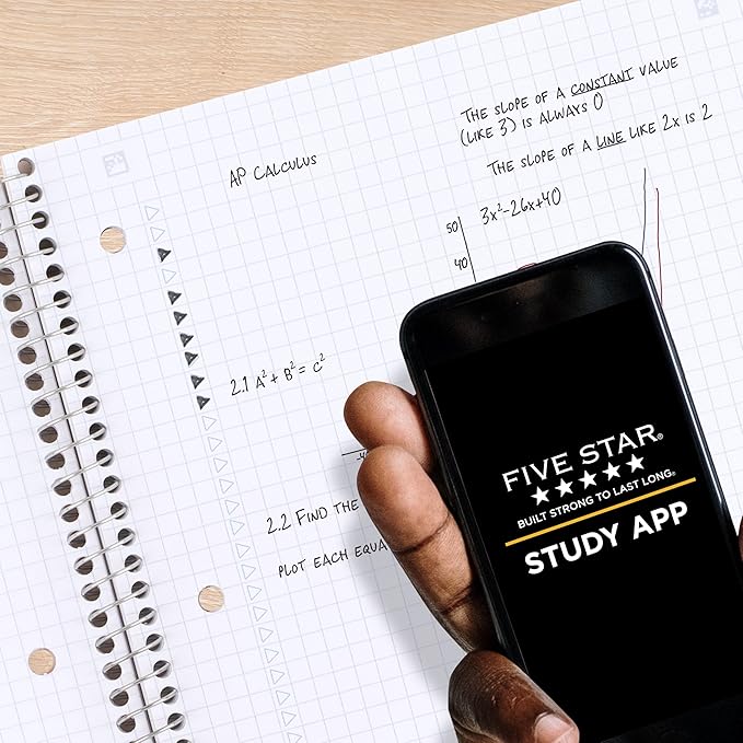 Five Star Spiral Notebook + Study App, 1 Subject, Graph Ruled Paper, 8-1/2" x 11", 100 Sheets, Fights Ink Bleed, Water Resistant Cover, Sedona Orange (620000CD1)