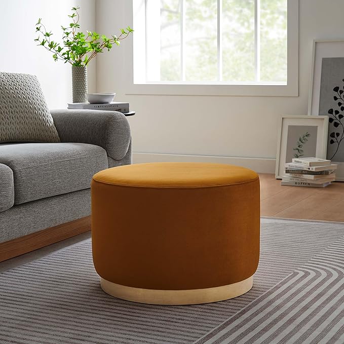 Modway Large 23" Round Performance Velvet Upholstered Upholstered Ottoman