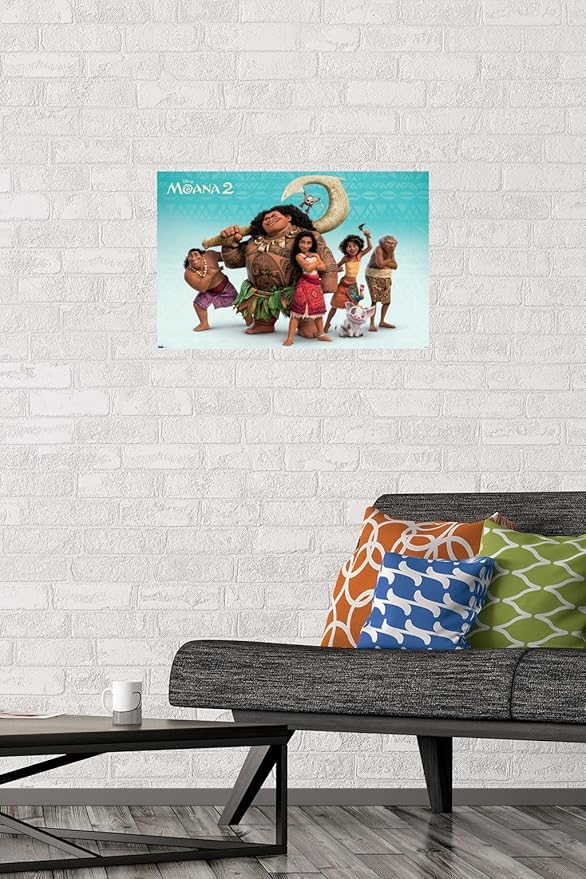 Disney Moana 2 - Group Wall Poster, 22.4L" x 14.7W", Premium Poster & Mount Bundle