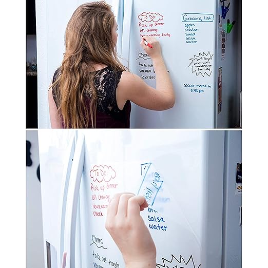 Kassa X-Large Chalkboard Wallpaper - Clear | 1.4ft x 6.5ft Adhesive Paper Roll | Includes 3 Markers & Eraser Cloth | Peel & Stick on a Wall, Table & Desk | Ideal for Use at Home, School, Office & More
