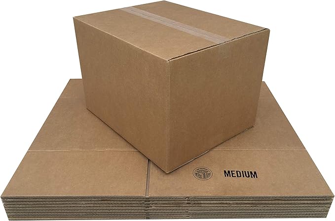 Amazon Basics Cardboard Moving Boxes for Packing and Shipping, Medium Size, 18" x 14" x 12", Brown, 10-Pack