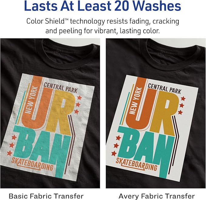 Avery Printable Heat Transfer Paper for Dark Fabrics, 8.5" x 11", Inkjet Printer Compatible, 30 Sheets of Iron On Transfer Paper Total (6-Pack of 3279)