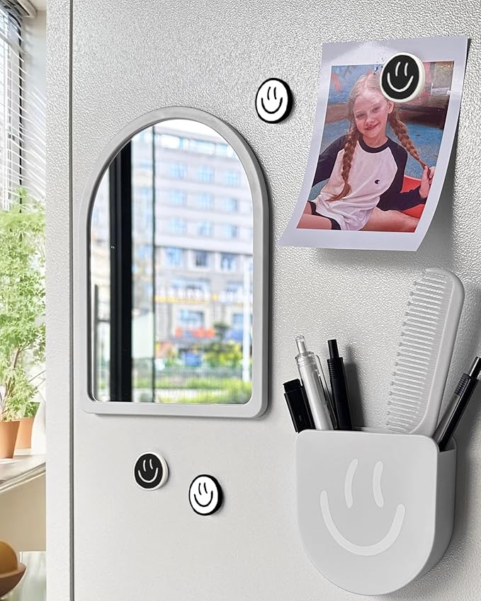 KEYDUACU 10 pcs - Locker Accessories, Locker Decorations Including Mirrors, whiteboards, Magnets and organizing Supplies. Ideal for Back-to-School Essentials and The Office (10 Pcs-Light Gray)