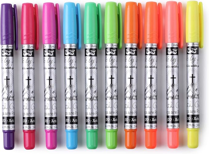 Mr. Pen Bible Highlighters - 10 Pack, No Bleed Gel Highlighters for Bible Marking