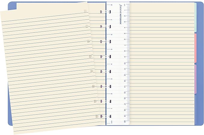 FILOFAX Refillable Pastel Notebook, A5 (8.25" x 5") Vista Blue - 112 Cream moveable pages - Index, pocket and page marker (B115051U)