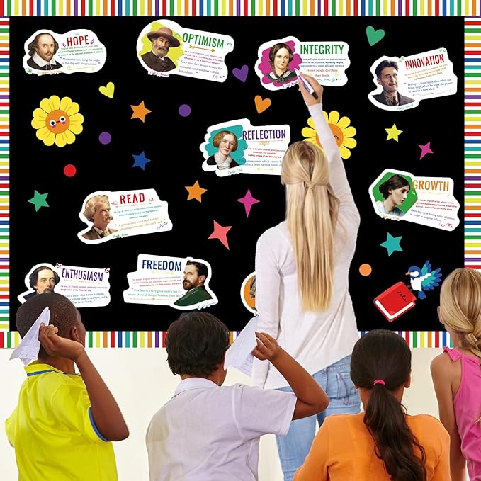 gisgfim Author Literature Bulletin Board Decoration Set English Literature Author Cutouts Motivational Classroom Decor Supplies for Teacher Elementary Middle High School Home Wall(Author)