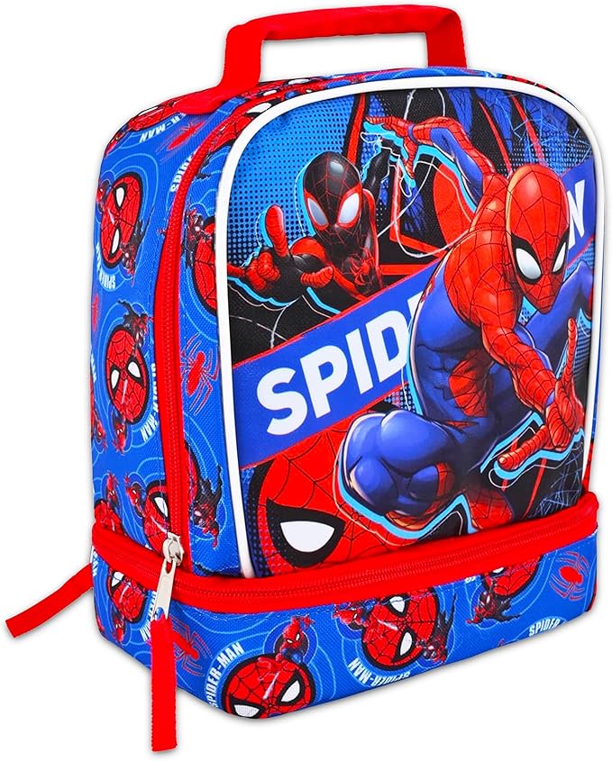 Marvel Avengers Backpack with Lunch Bag Set - Bundle of 16” School Bag, Spiderman Lunch Box, Water Bottle, Stickers, More | Avengers School Supplies for Kids