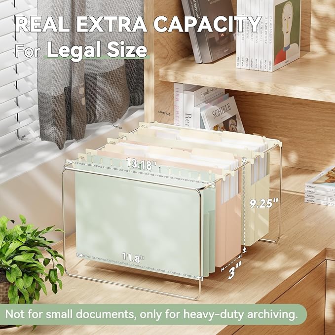 Plastic Hanging File Folders Extra Capacity,3" Expanding Pocket Letter Size,Expandable Large Pastel Hanging Folders,Adjustable Tabs,Heavy Duty Filing Cabinet Folder for Bulky Files,6 Pack