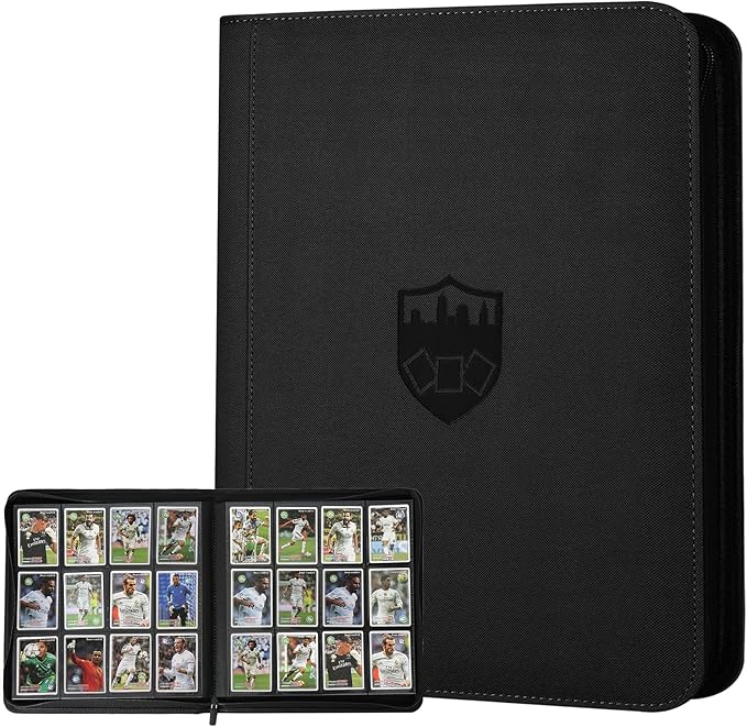 Trading Card Binder 12 Pocket, GERMUN PU Cover Card Binder for 720 Cards, Premium Trading Card Holder Folders, Double Sided Pocket Card Album for MTG, TCG (Black)