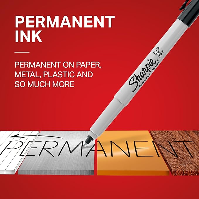 Sharpie Permanent Markers, Ultra Fine Point, Black, 2 Count - School, Desk, Office Supplies